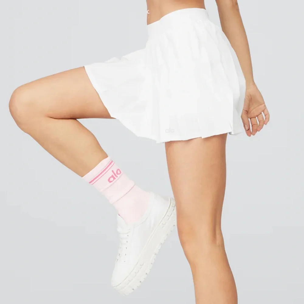 ALO YOGA White Varsity Tennis Skirt Small